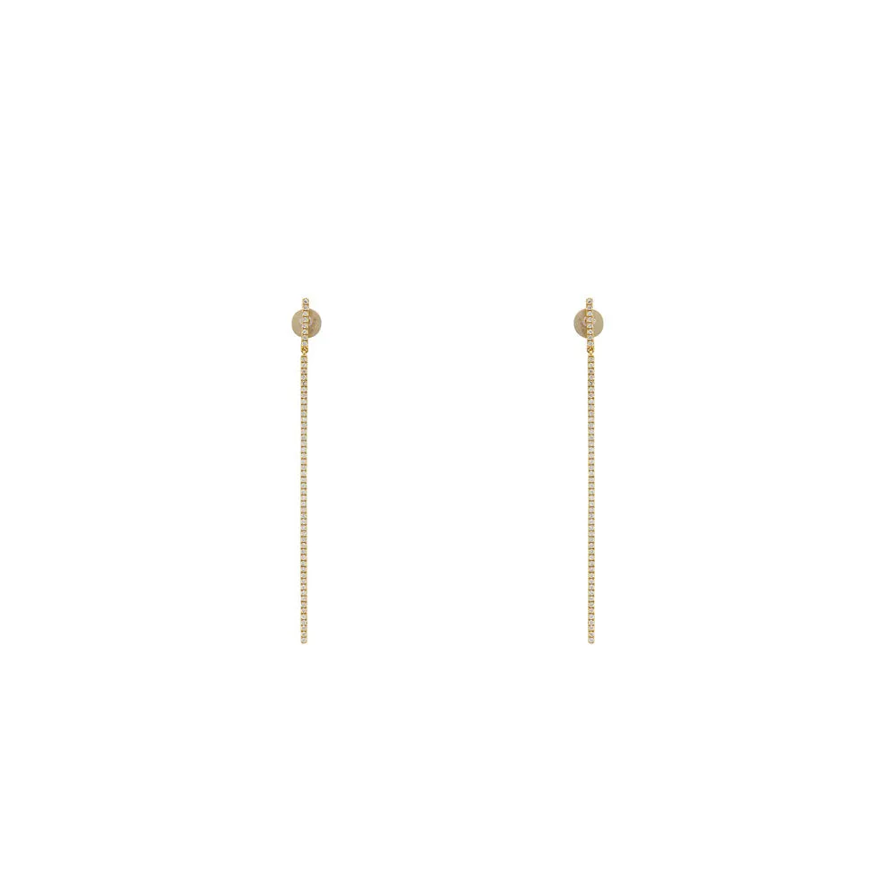 18 Karat Yellow Gold linear drop Diamond earrings