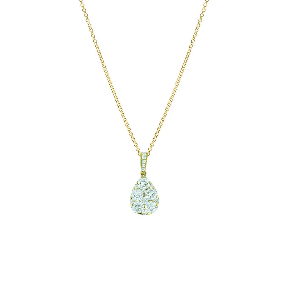 18 Karat Yellow Gold Pear Shaped Pendant with White Diamonds