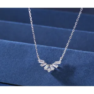18K Gold 0.13ct Real Natural Diamond V-shaped Pendant Necklace