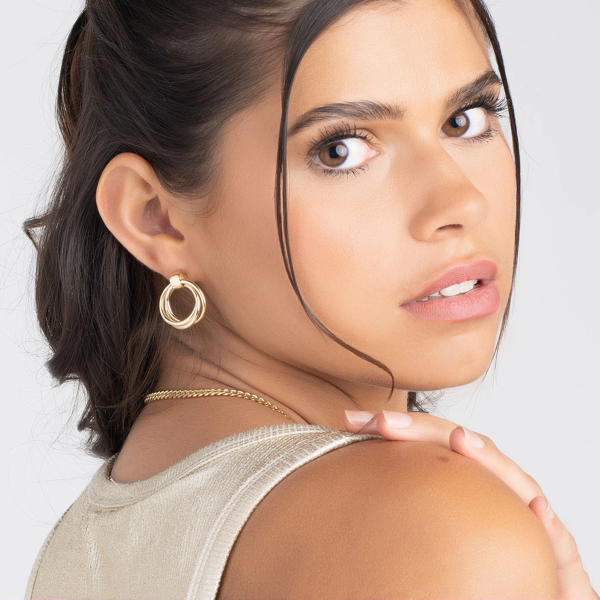 18K Gold Plated Minimalist Triple Hoop Earrings
