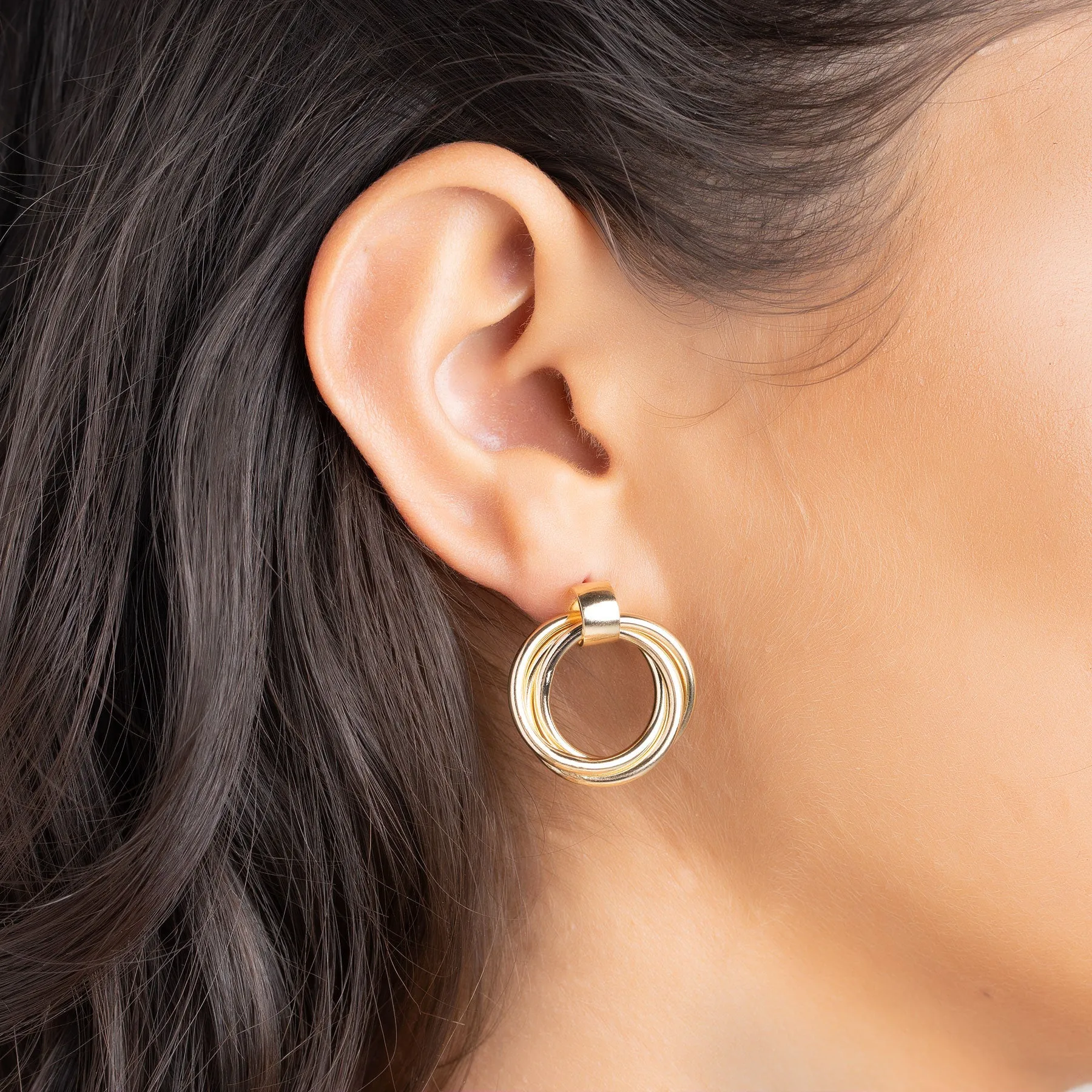 18K Gold Plated Minimalist Triple Hoop Earrings