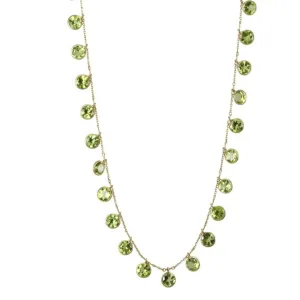 18K Gold Round Bezel-Set Peridot "Fringe" Necklace
