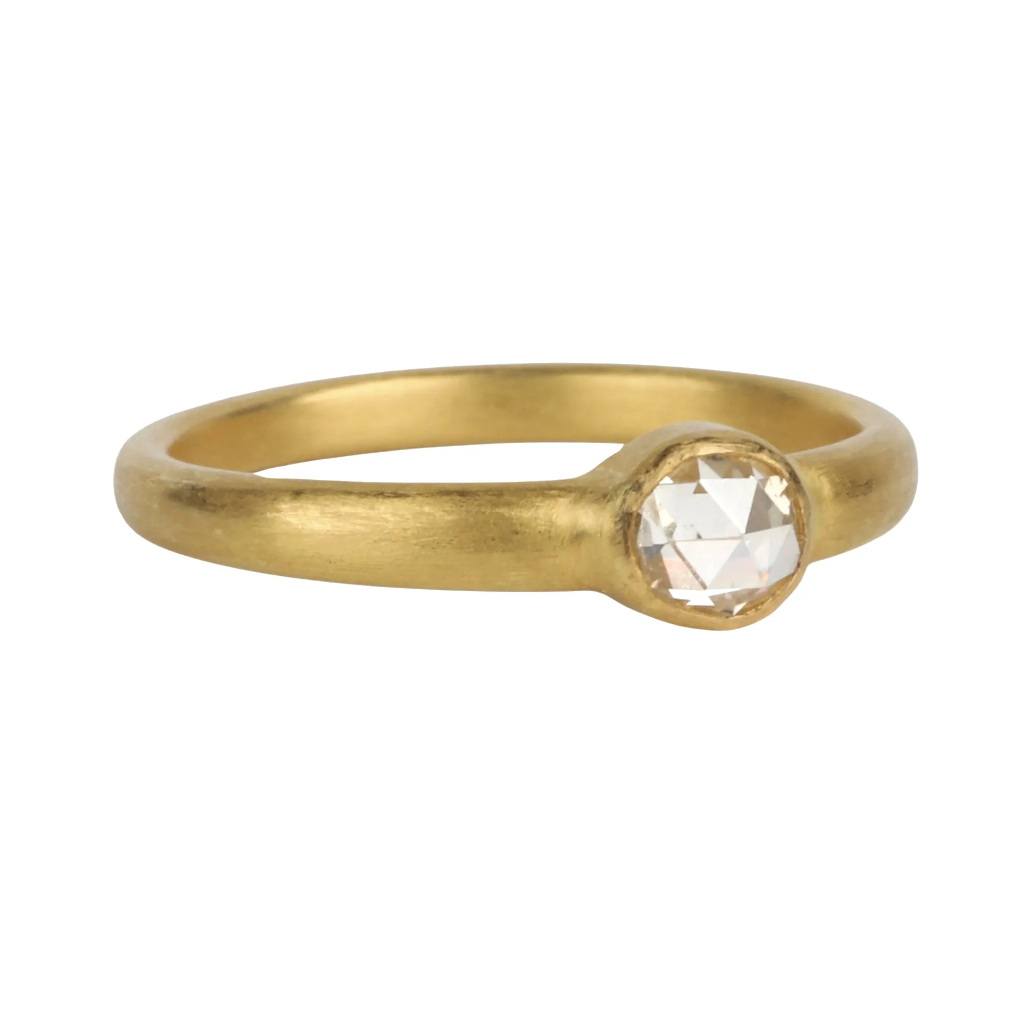 18K Gold Stacking Ring with Round Rose-Cut Diamond