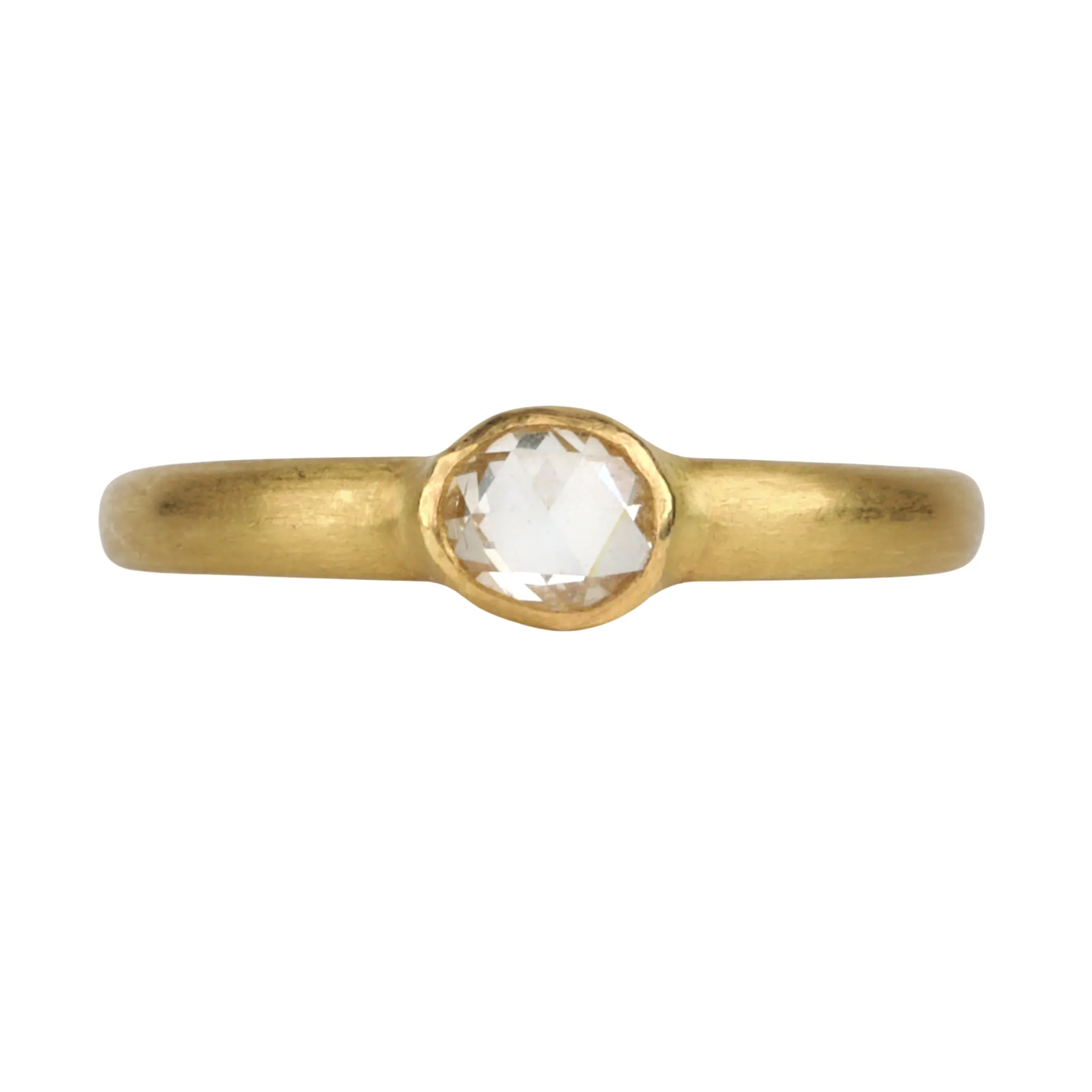18K Gold Stacking Ring with Round Rose-Cut Diamond