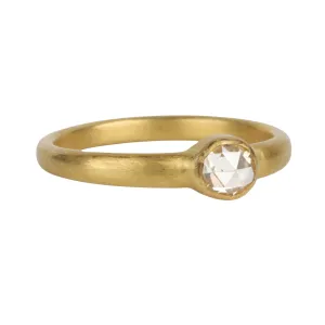 18K Gold Stacking Ring with Round Rose-Cut Diamond