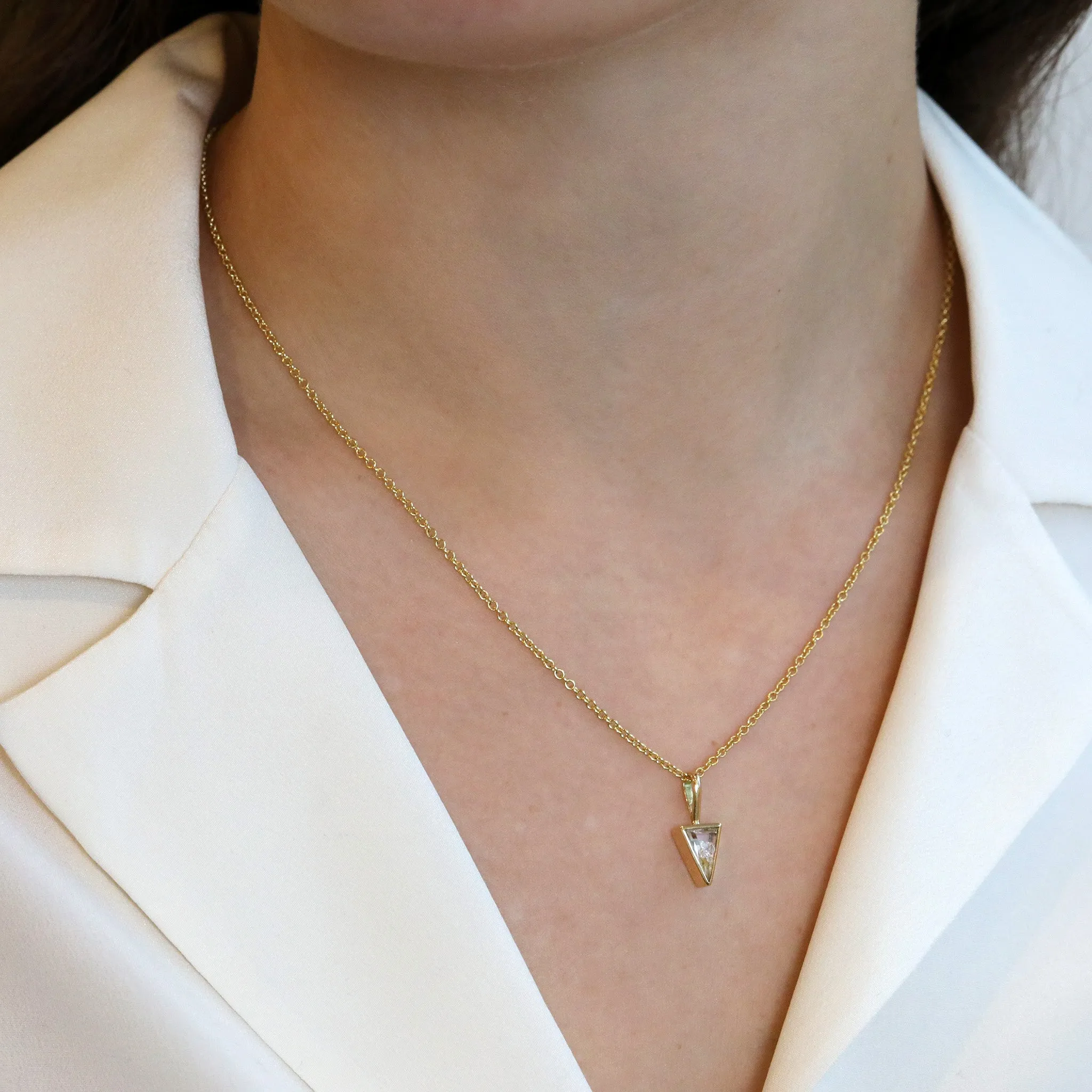 18K Gold Upside Down Triangle Shaped "Vee" Diamond "Shake" Charm