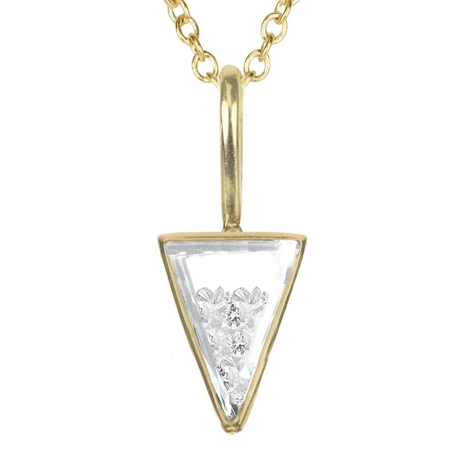 18K Gold Upside Down Triangle Shaped "Vee" Diamond "Shake" Charm