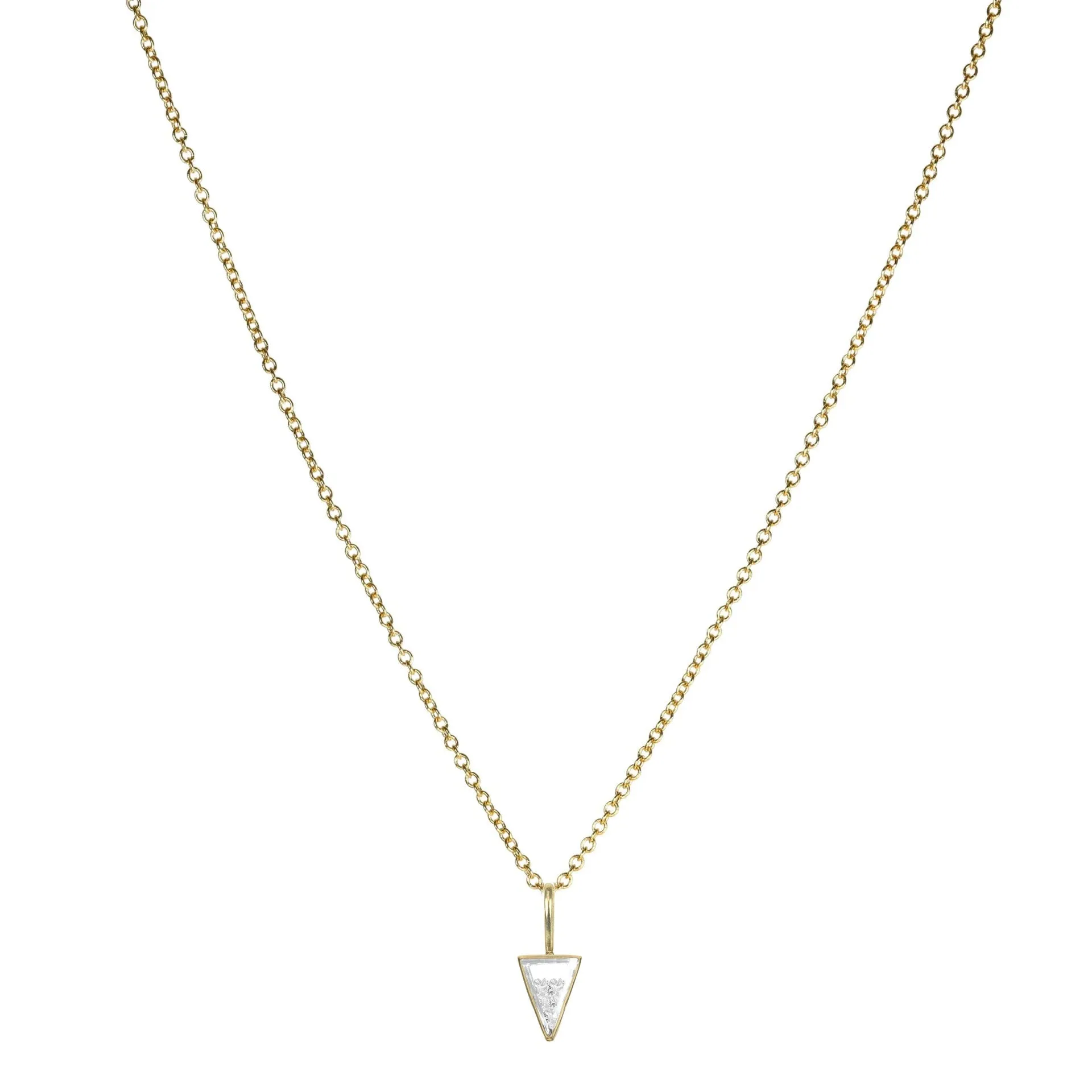 18K Gold Upside Down Triangle Shaped "Vee" Diamond "Shake" Charm