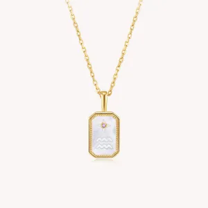 18k Gold Vermeil Mother of Pearl Aquarius Necklace