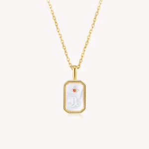 18k Gold Vermeil Mother of Pearl Capricorn Necklace
