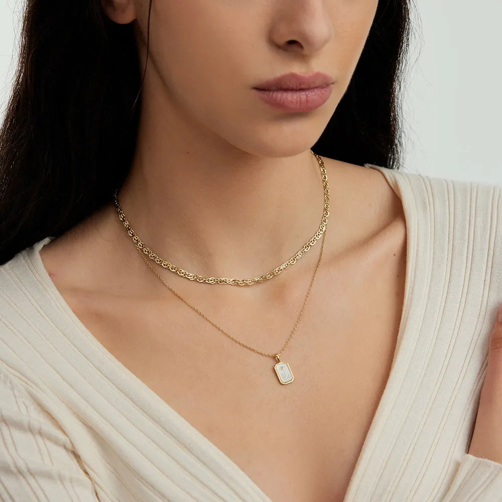 18k Gold Vermeil Mother of Pearl Capricorn Necklace