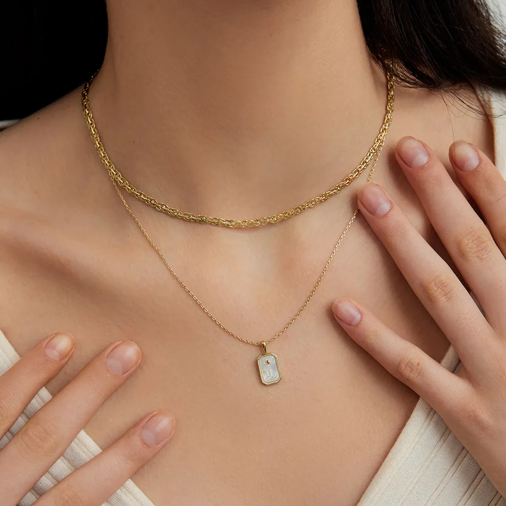 18k Gold Vermeil Mother of Pearl Capricorn Necklace