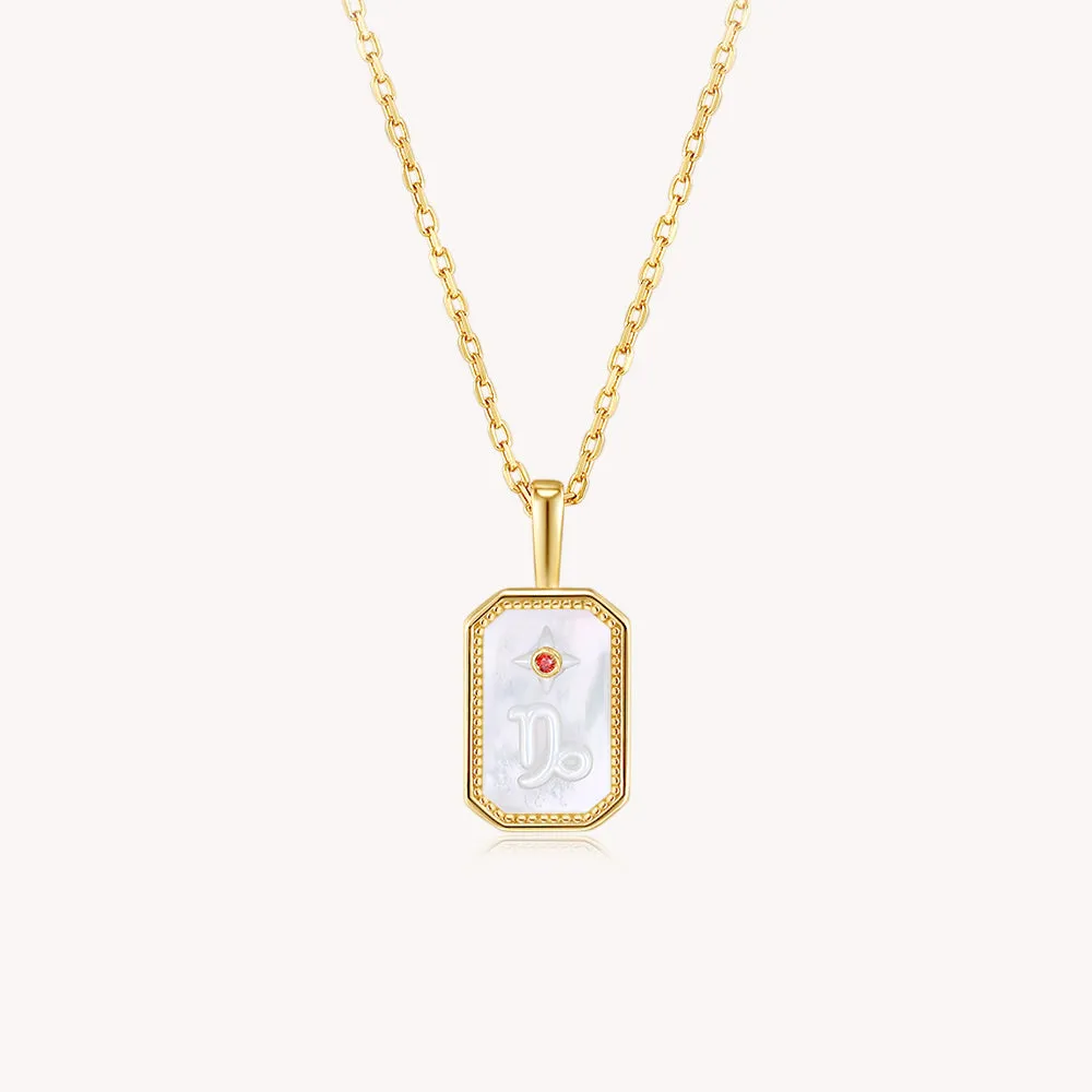18k Gold Vermeil Mother of Pearl Capricorn Necklace