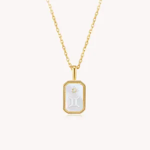 18k Gold Vermeil Mother of Pearl Gemini Necklace