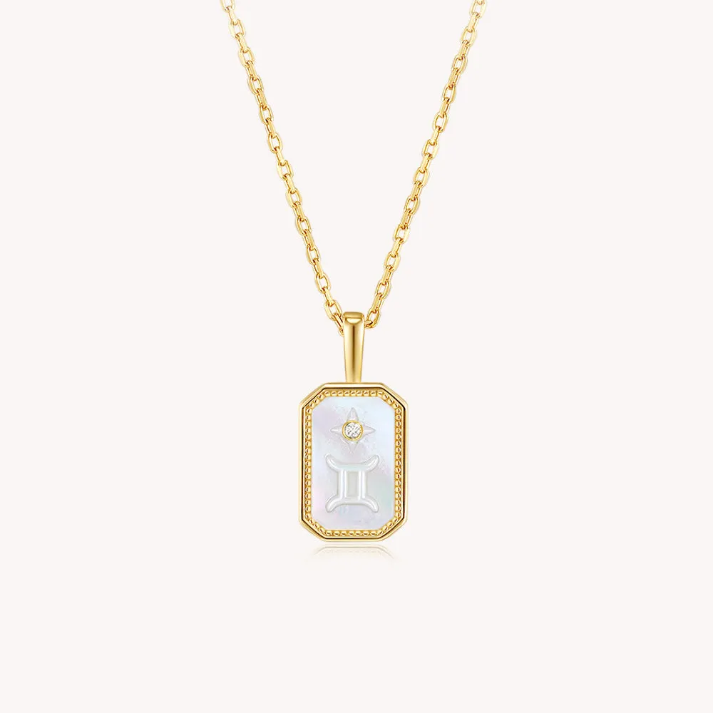 18k Gold Vermeil Mother of Pearl Gemini Necklace
