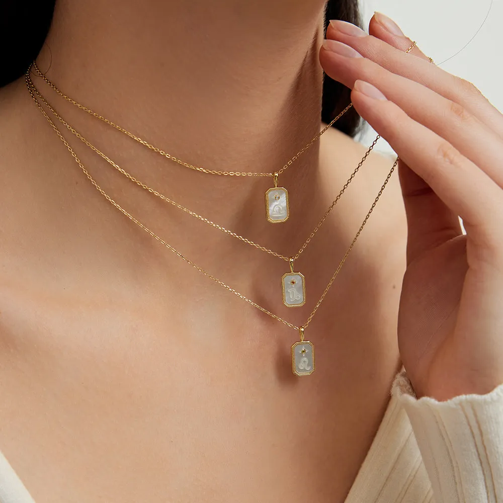 18k Gold Vermeil Mother of Pearl Libra Necklace