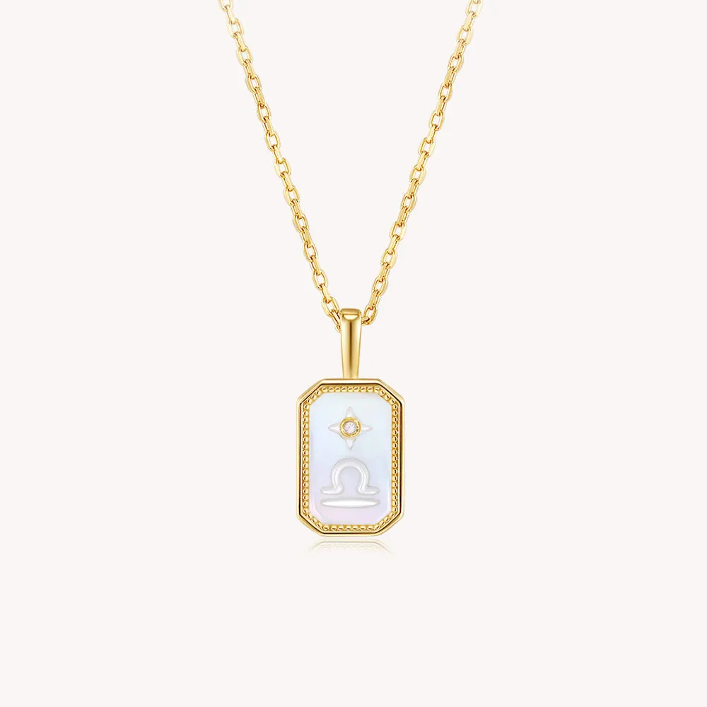 18k Gold Vermeil Mother of Pearl Libra Necklace