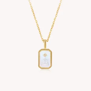 18k Gold Vermeil Mother of Pearl Libra Necklace