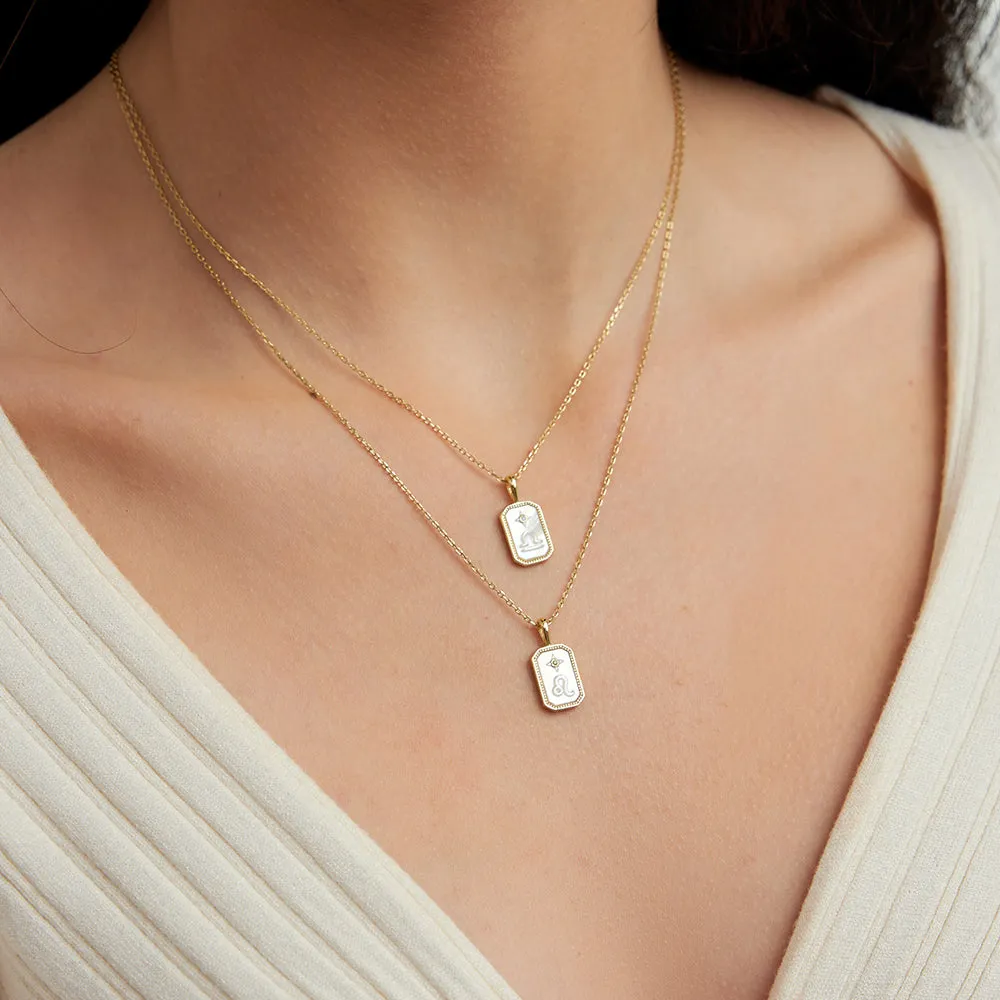 18k Gold Vermeil Mother of Pearl Libra Necklace