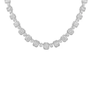 18k White Gold Diamond Baguette Necklace - 11.57ct V0074