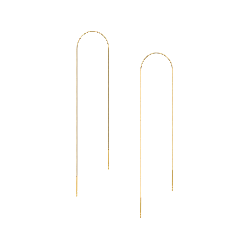 18k Yellow Gold Fine Linear Earrings