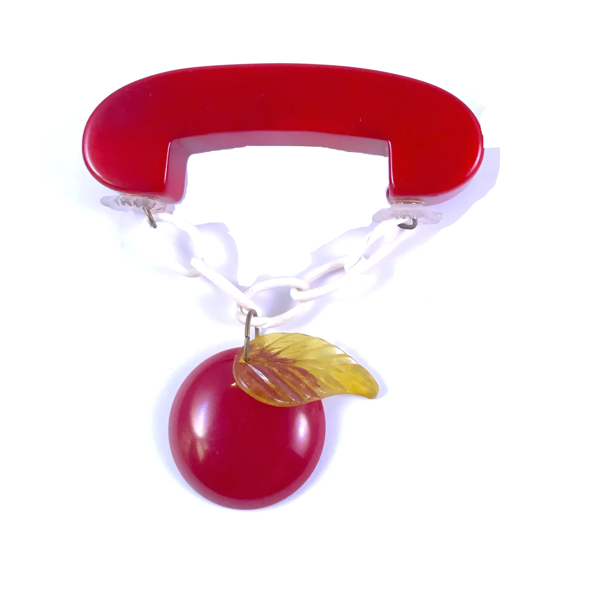 1940s Bakelite Apple Necklace & Brooch Set - New!