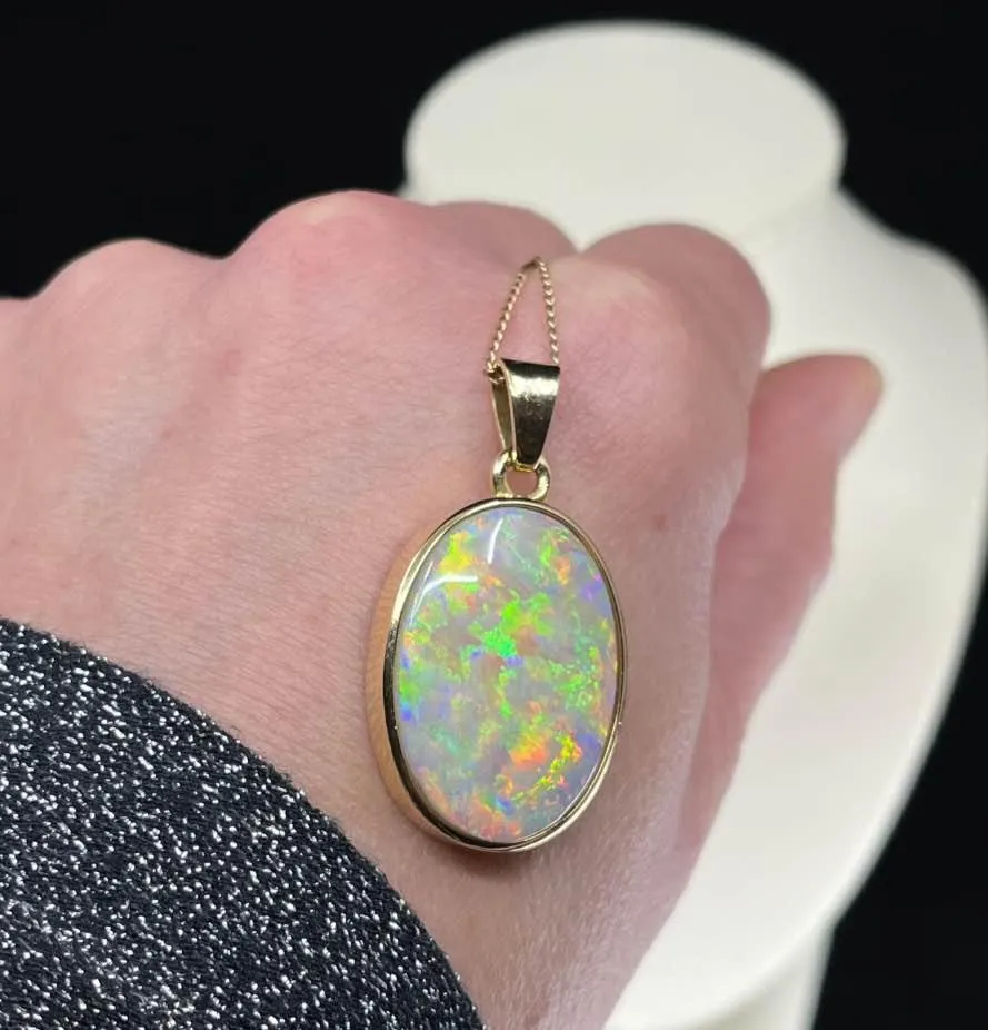 1940s Solid Opal Lightning Ridge Pendant