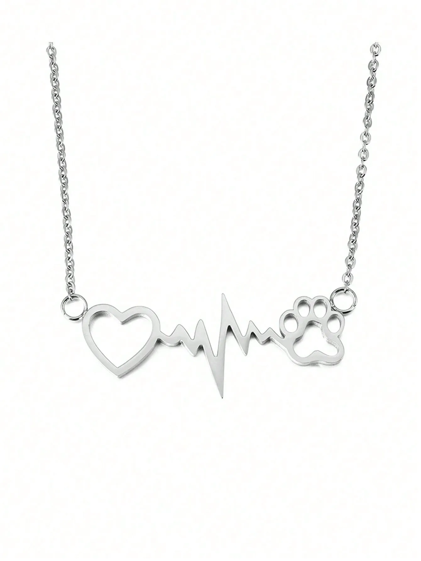 1pc Stainless Steel Simple Square Linked Geometric Long Pendant Necklace, Statement Piece