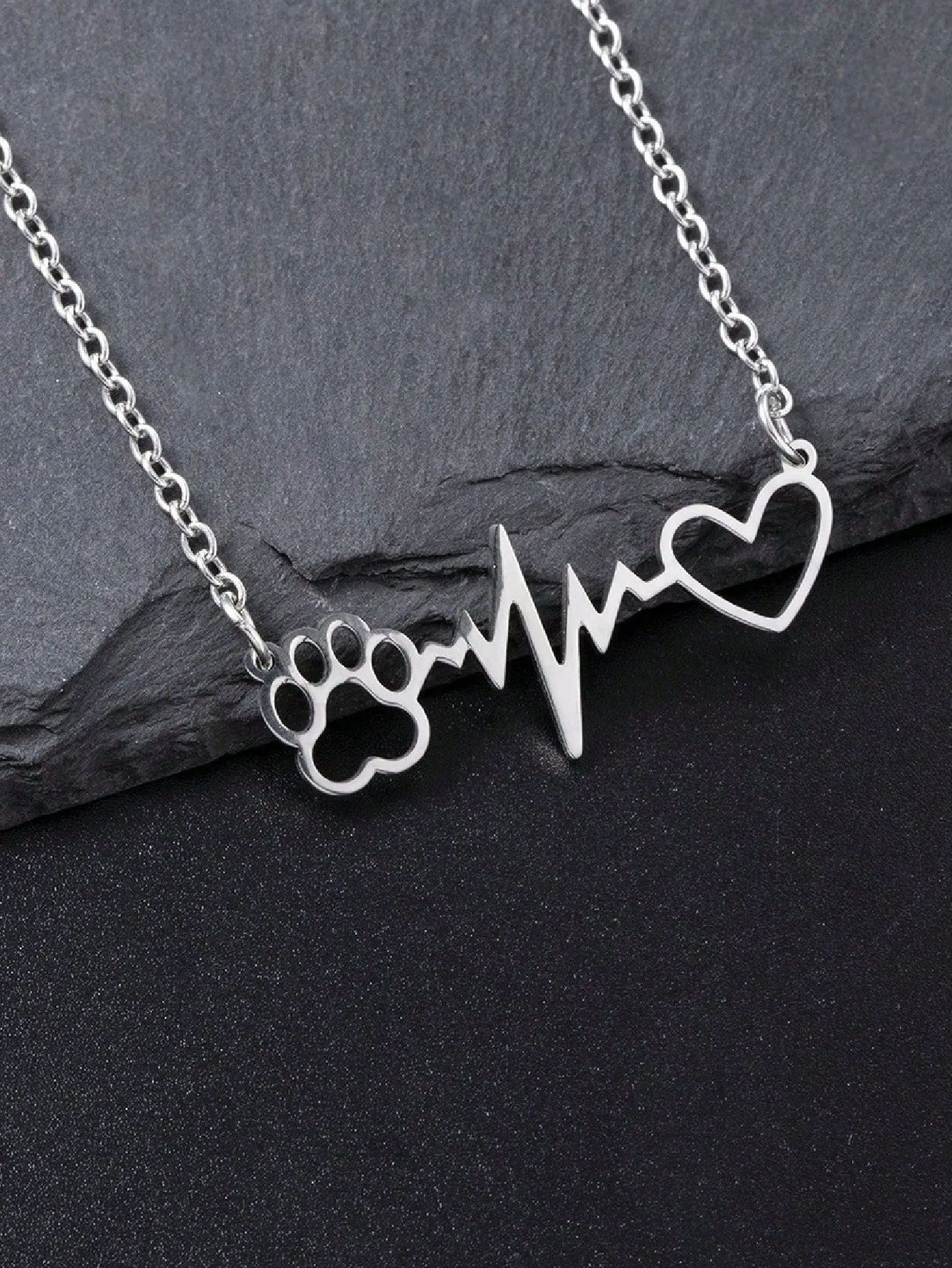 1pc Stainless Steel Simple Square Linked Geometric Long Pendant Necklace, Statement Piece