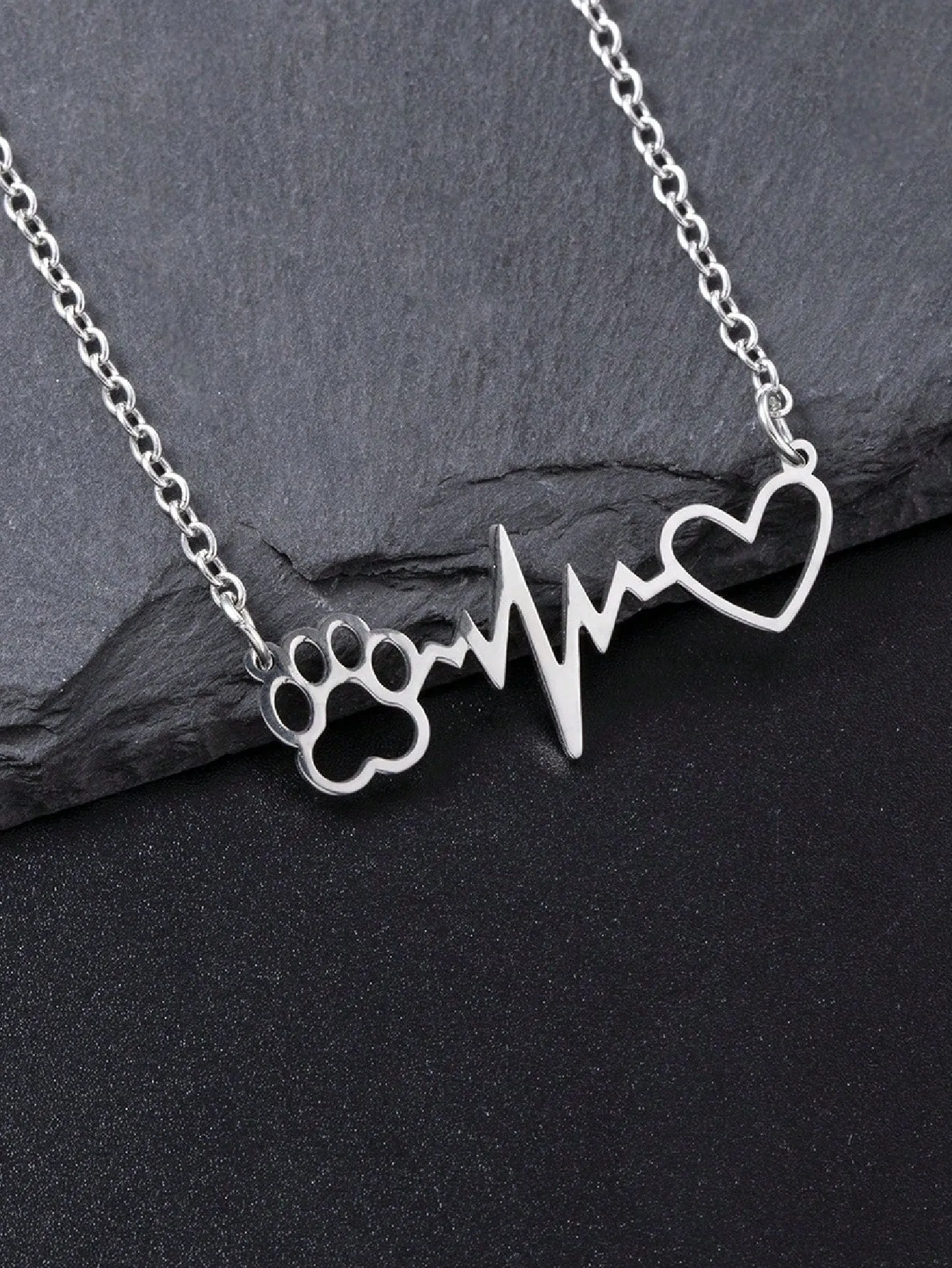1pc Stainless Steel Simple Square Linked Geometric Long Pendant Necklace, Statement Piece