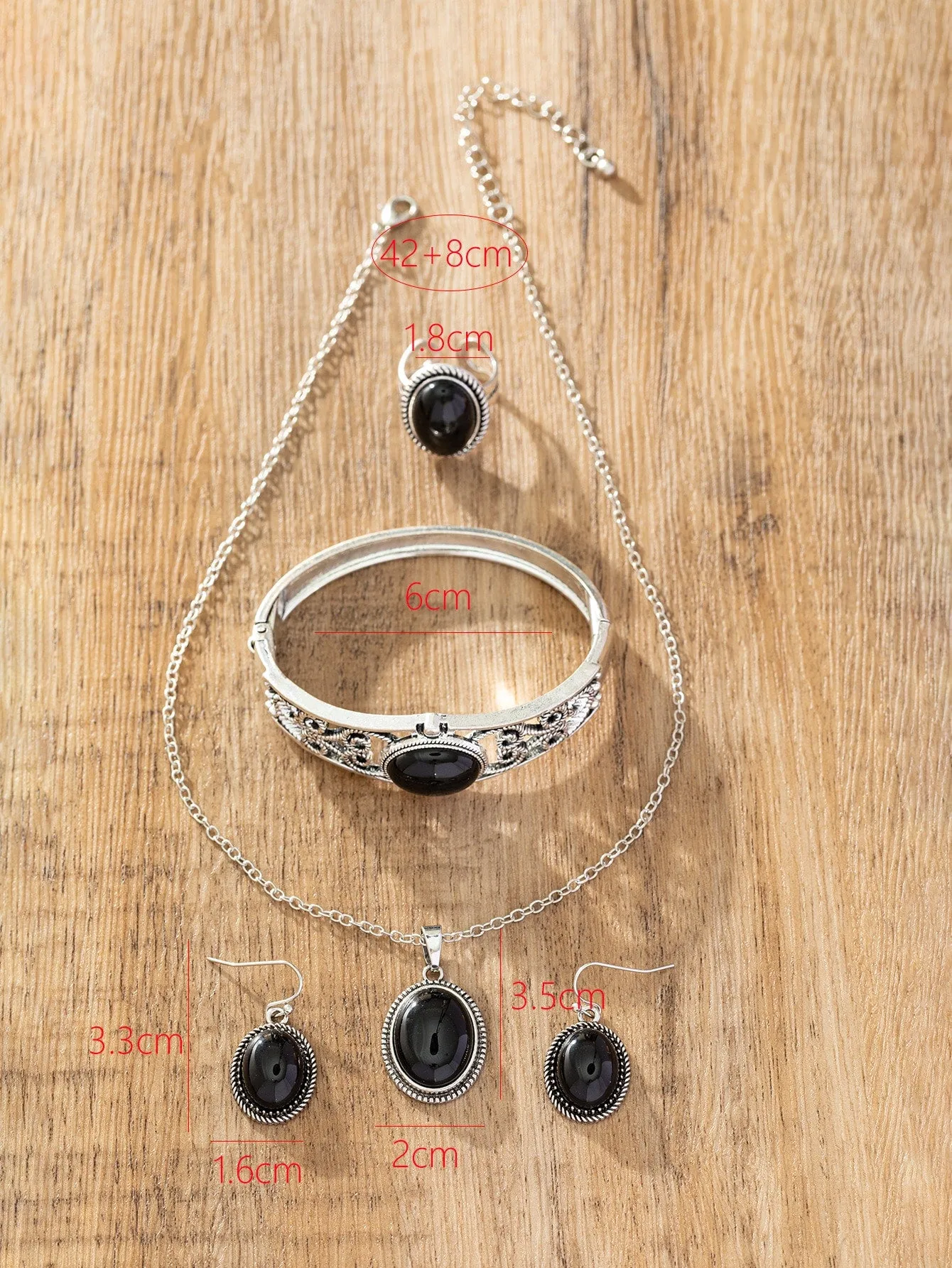 1set Black Glass Jewelry Set