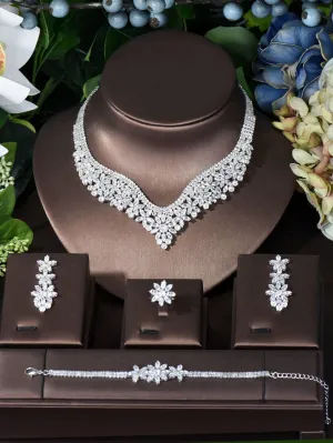 1set Cubic Zirconia Jewelry Set - Silver- FD ⚡