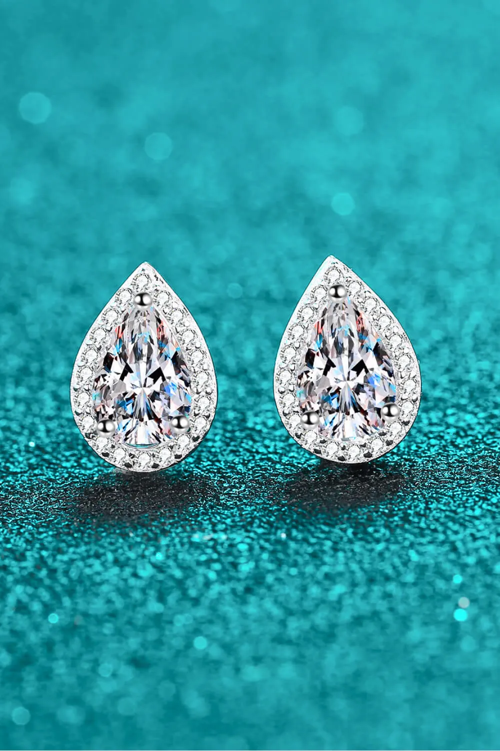 2 Carat Moissanite Teardrop Stud Earrings