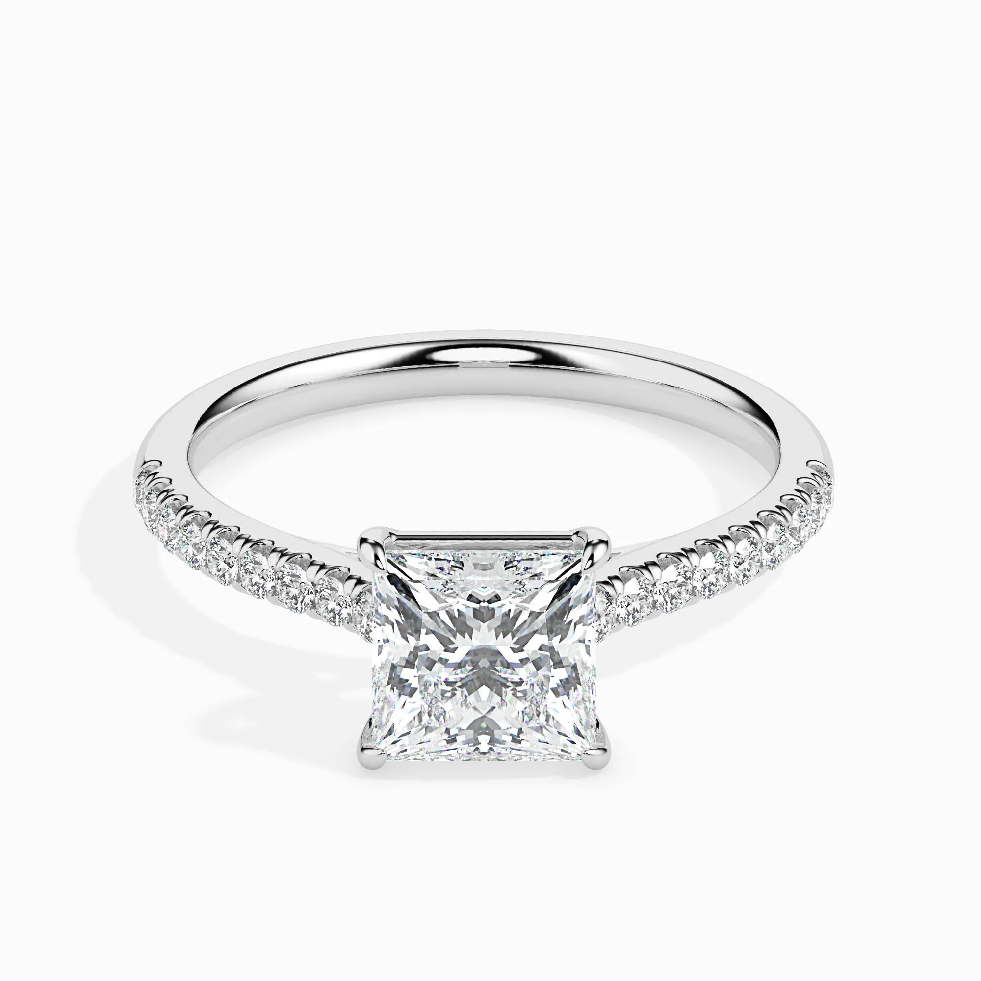 2 CT Square Solitaire Band Gold Ring with Lab-Grown Diamonds