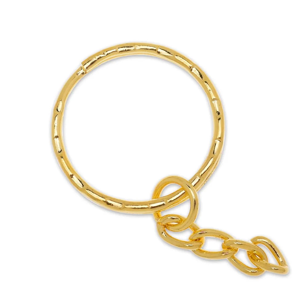 22mm Iron Keychain Rings with chain Key Clip Split Key Ring Findings Metal Charms wholesale gold 50 pcs 10183604