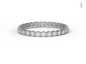 2.42 Ctw Round Shape Moissanite Diamond 925 Sterling Silver Tennis Bracelet