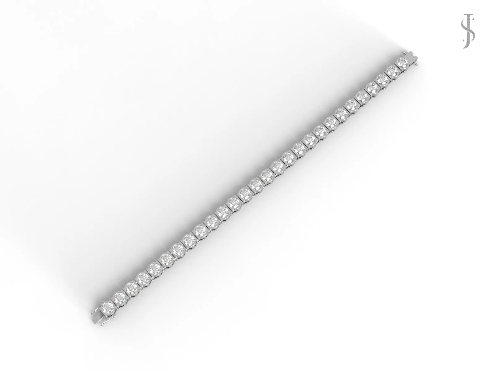 2.42 Ctw Round Shape Moissanite Diamond 925 Sterling Silver Tennis Bracelet