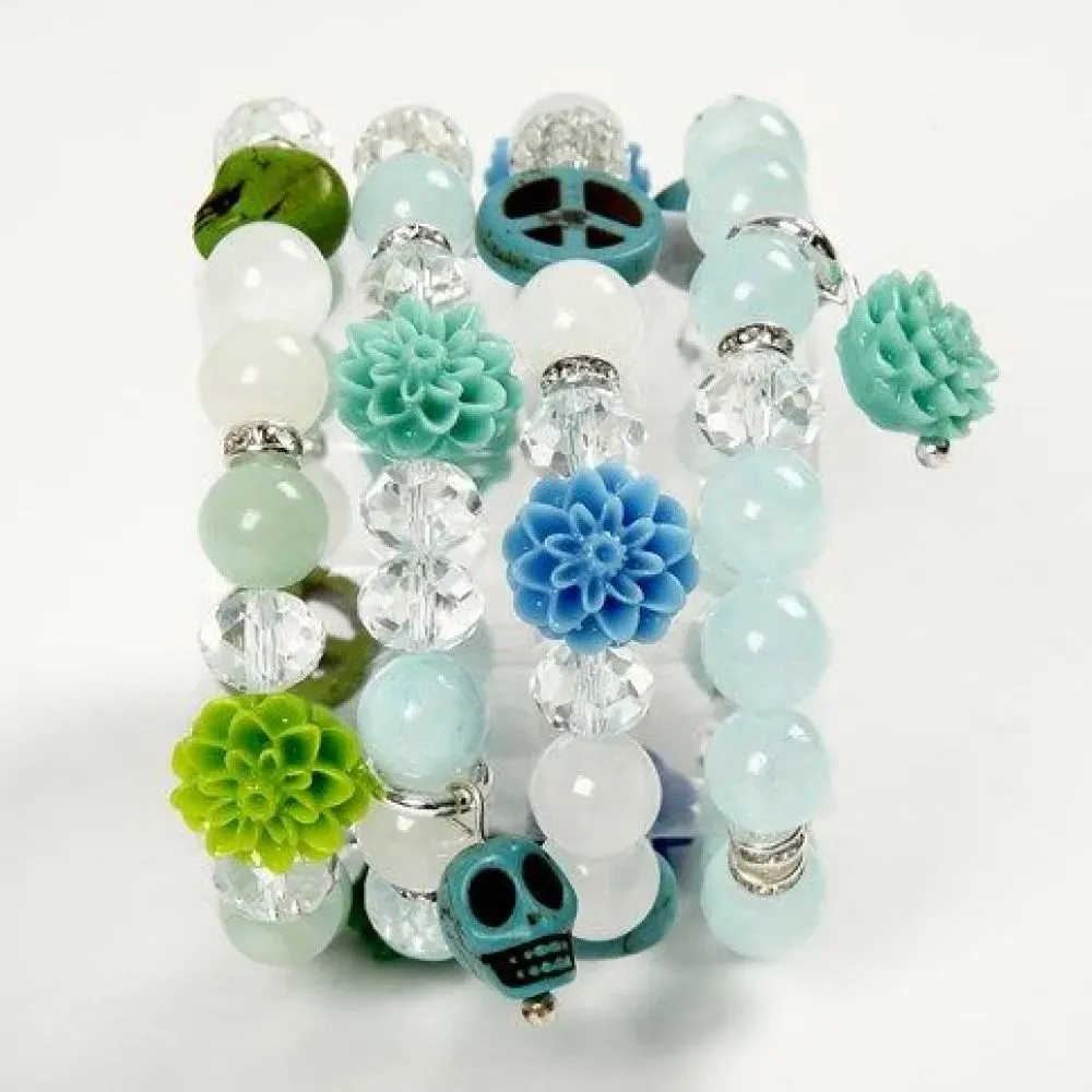 250 x Assorted Colour Flower Shaped Resin Beads Jewellery Making Supplies Crafts