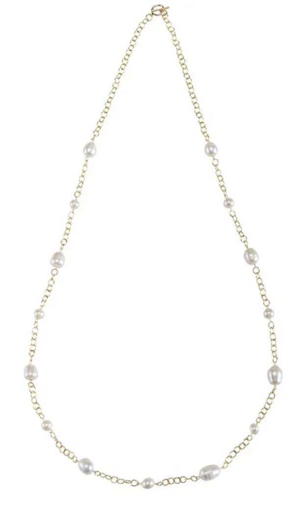 32” 9 Ct. Gold over Brass with 10mm Freshwater Baroque Pearl Necklace