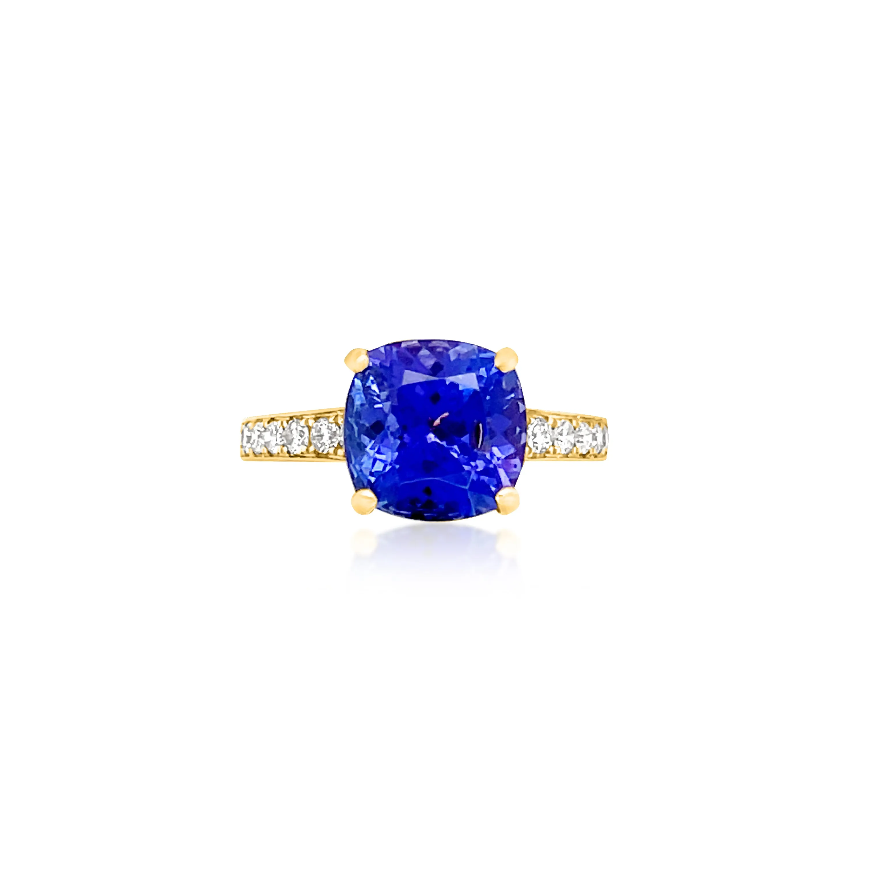 3.25 Carat Tanzanite & 0.38 Carat Diamond Ring in 14k Yellow Gold