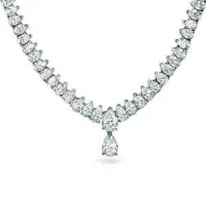 33.39carat Pear Shaped Diamond Necklace in 18k White Gold Setting