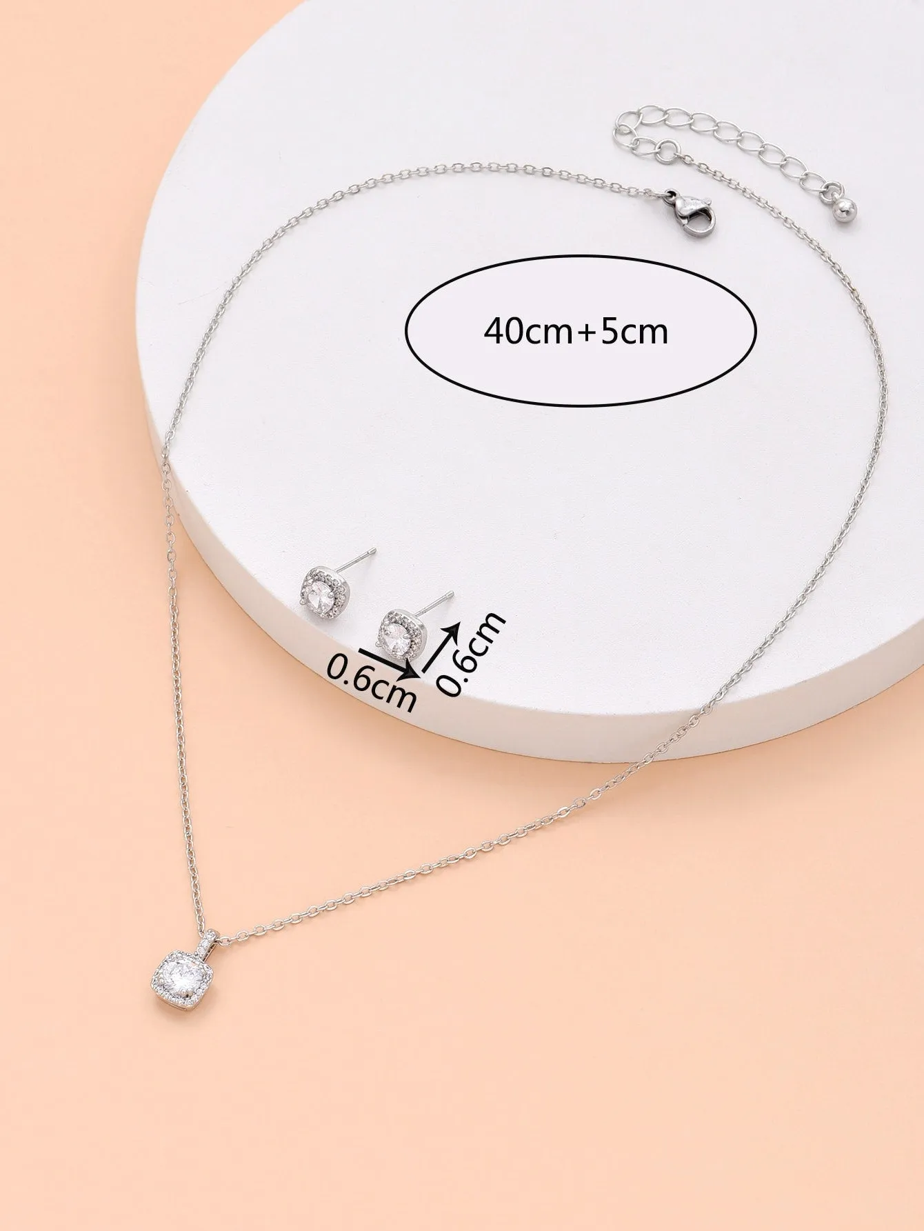 3pcs Cubic Zirconia Decor Jewelry Set - Silver