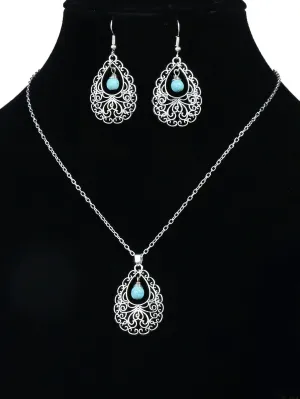 3pcs Hollow Out Turquoise Decor Jewelry Set - FD ⚡
