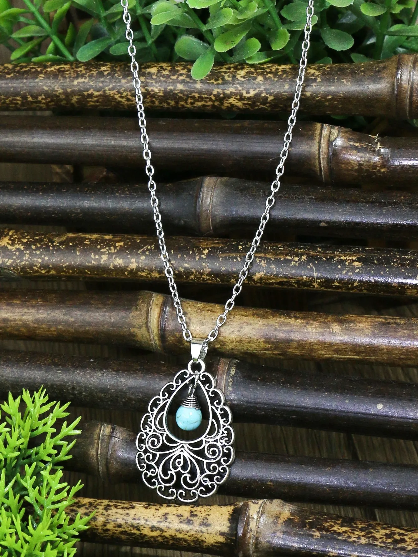 3pcs Hollow Out Turquoise Decor Jewelry Set - FD ⚡