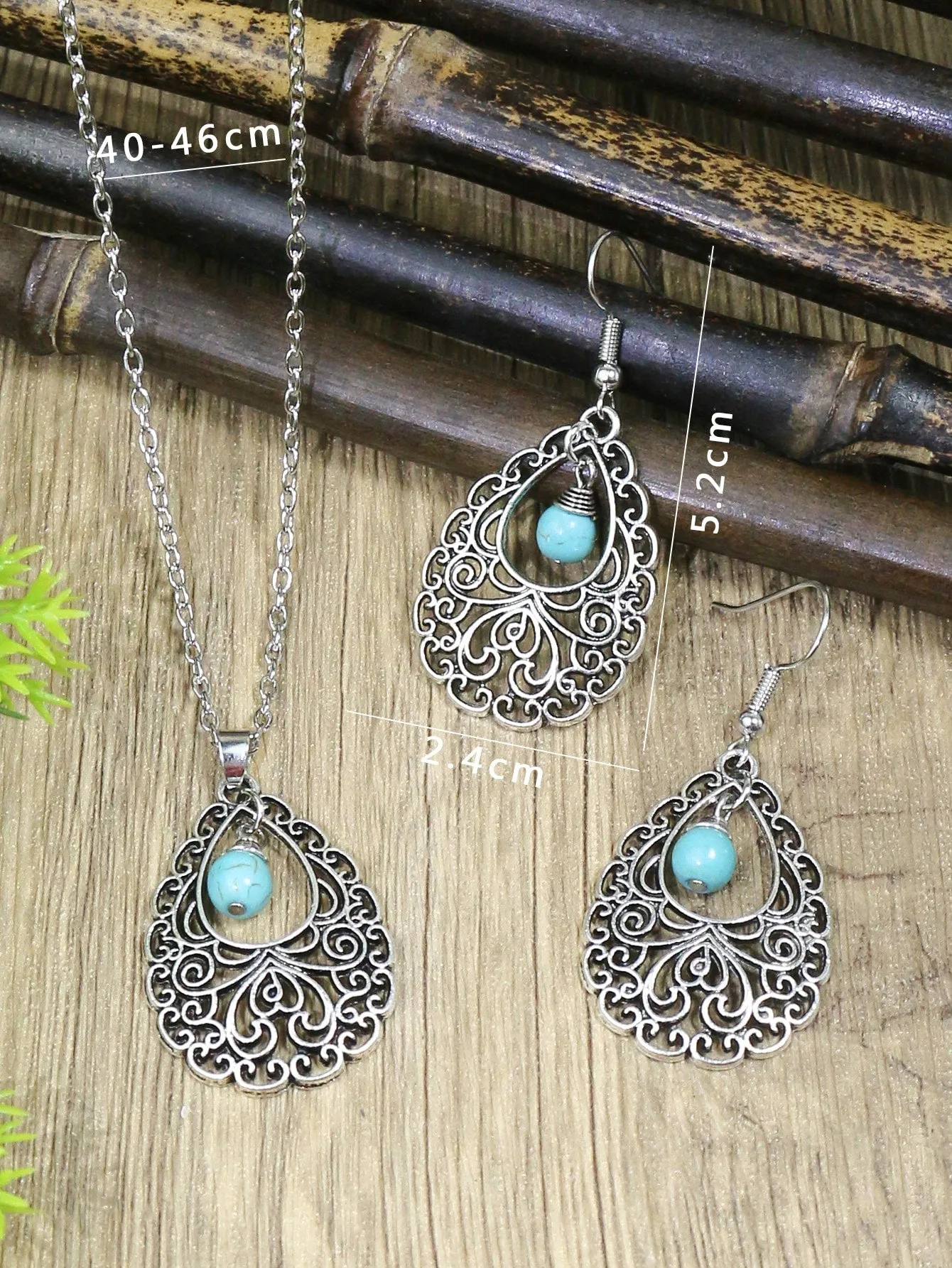 3pcs Hollow Out Turquoise Decor Jewelry Set - FD ⚡