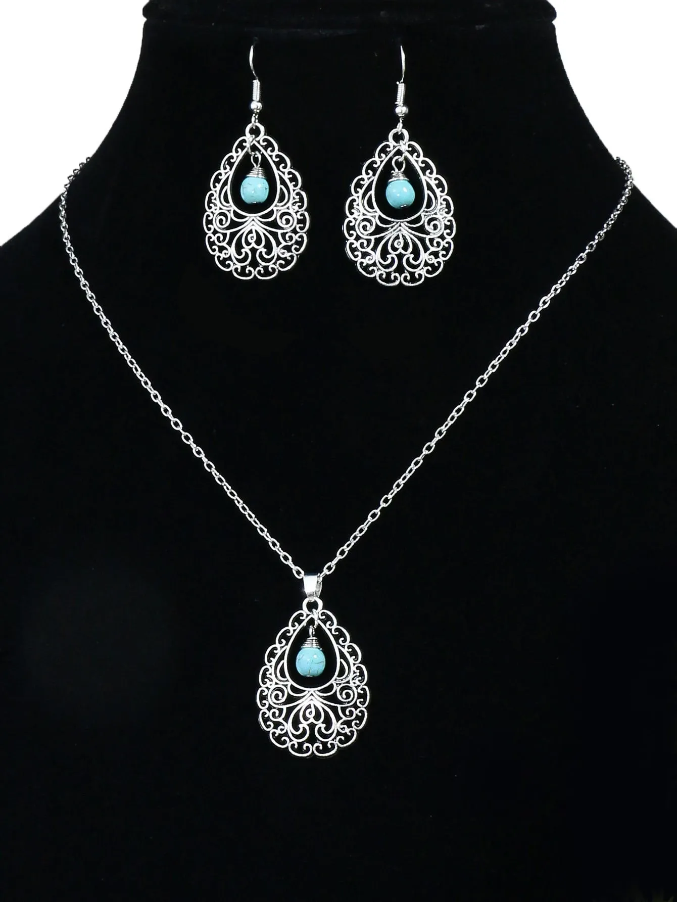 3pcs Hollow Out Turquoise Decor Jewelry Set - FD ⚡