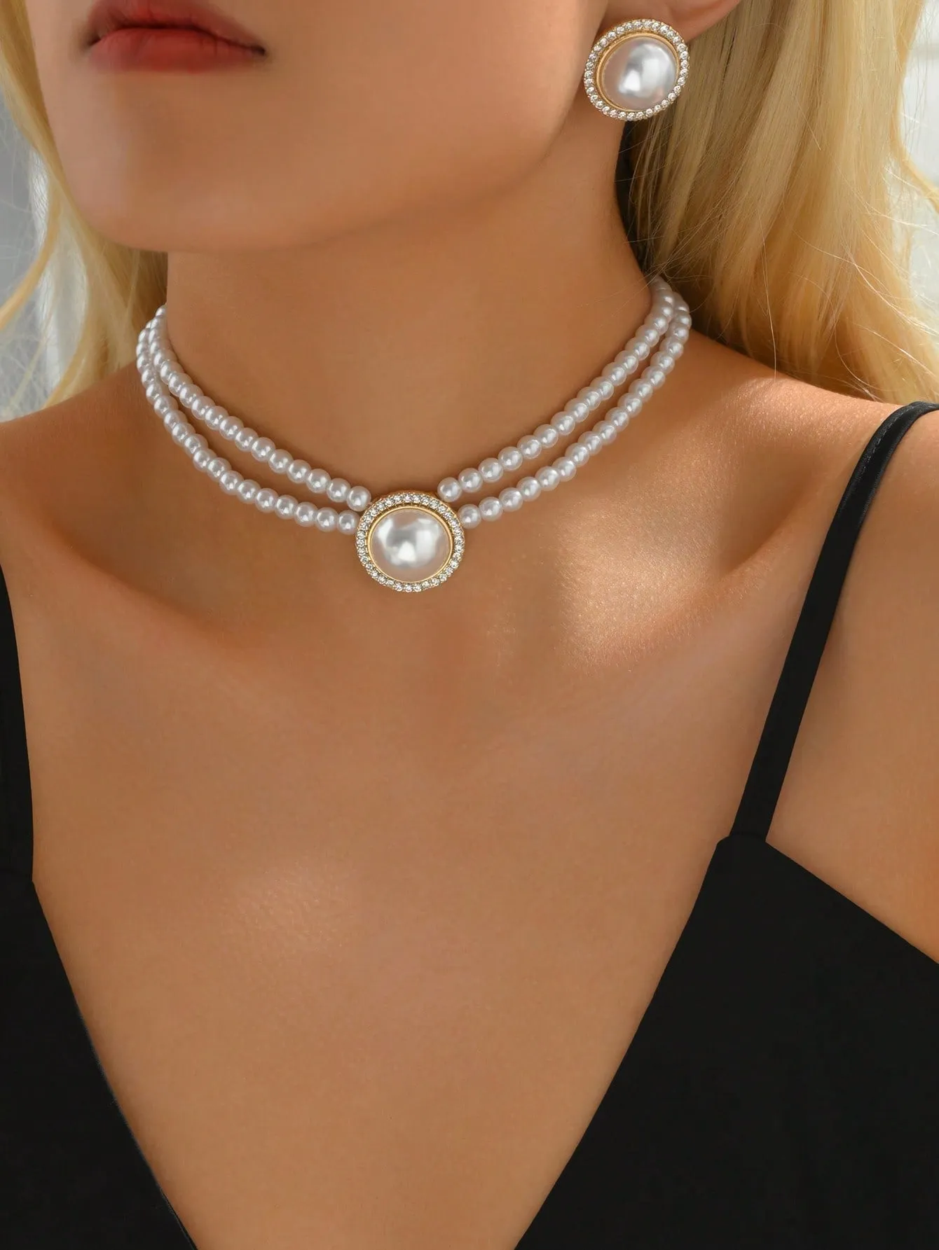 3pcs/set Pearl Decor Jewelry Set - White