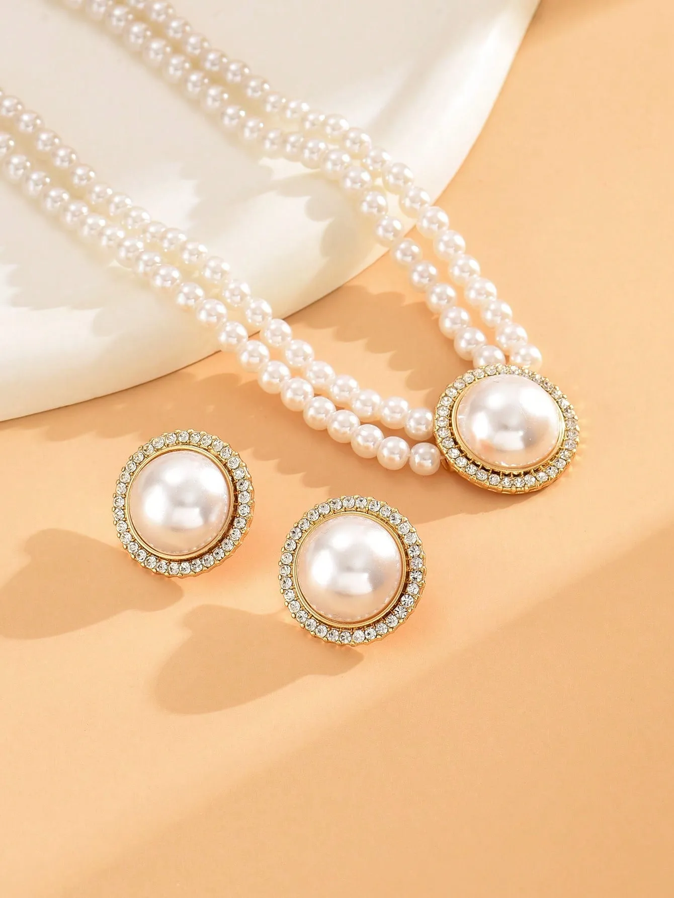 3pcs/set Pearl Decor Jewelry Set - White