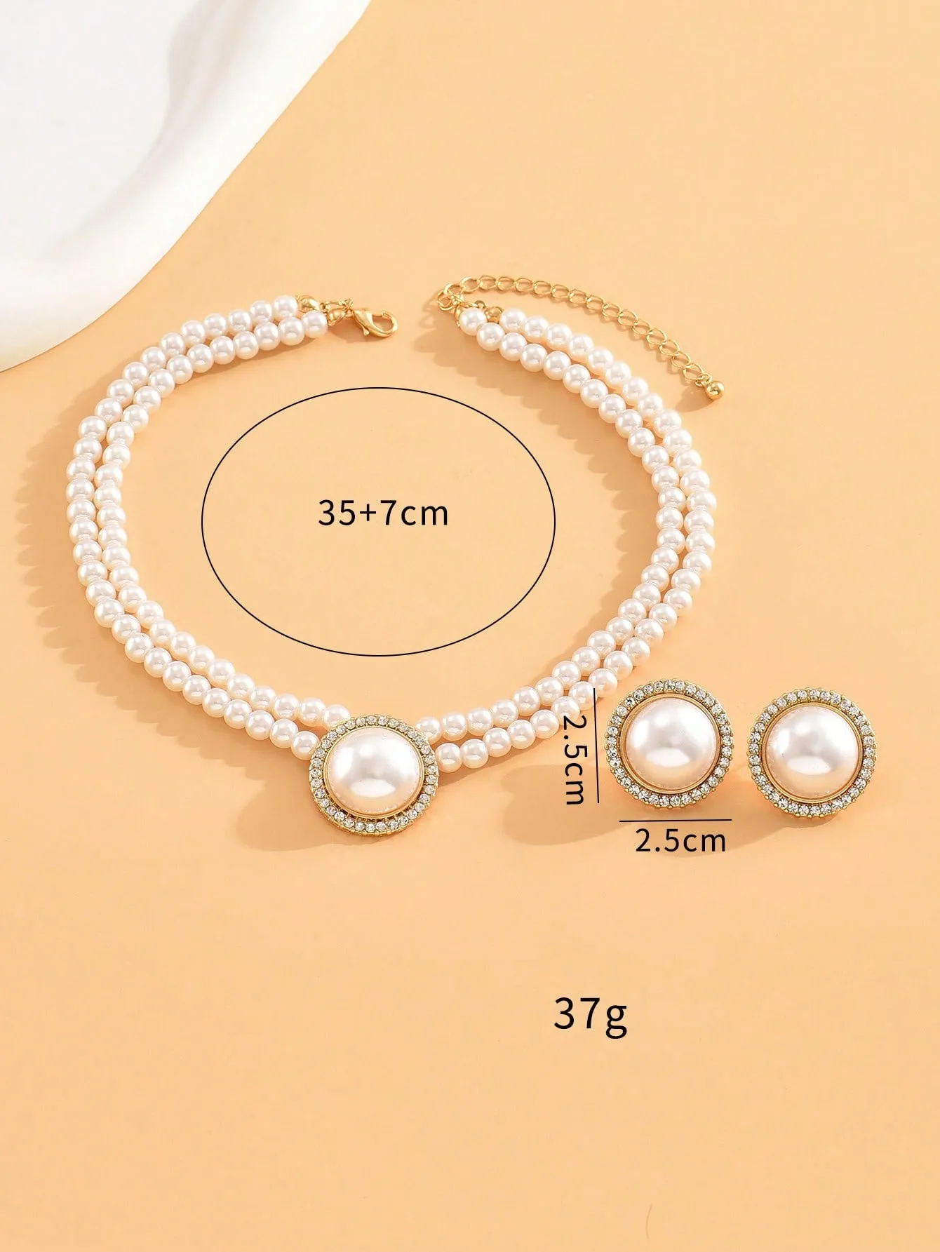 3pcs/set Pearl Decor Jewelry Set - White