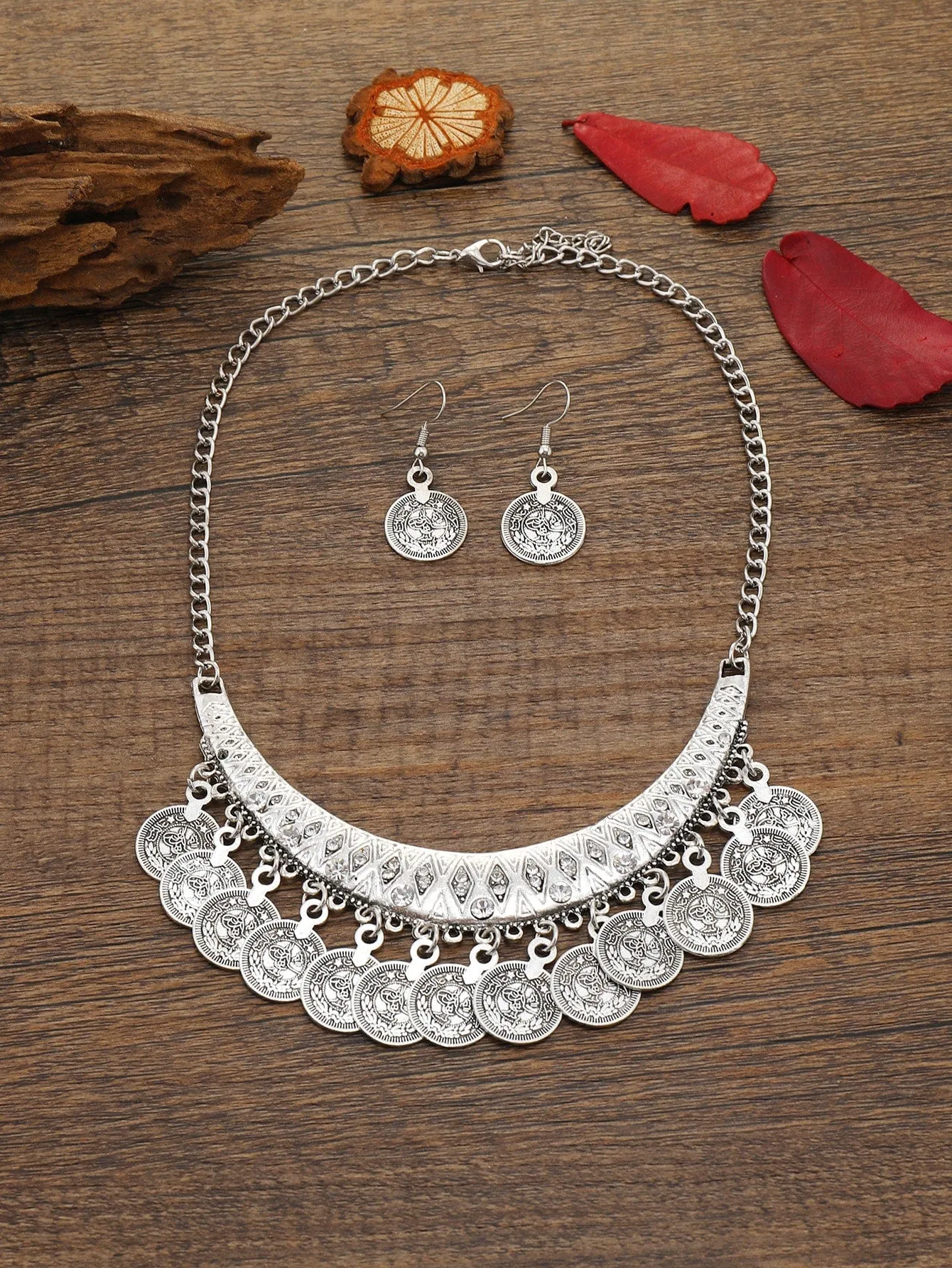 3pcs/set Rhinestone Decor Jhumka Jewelry Set